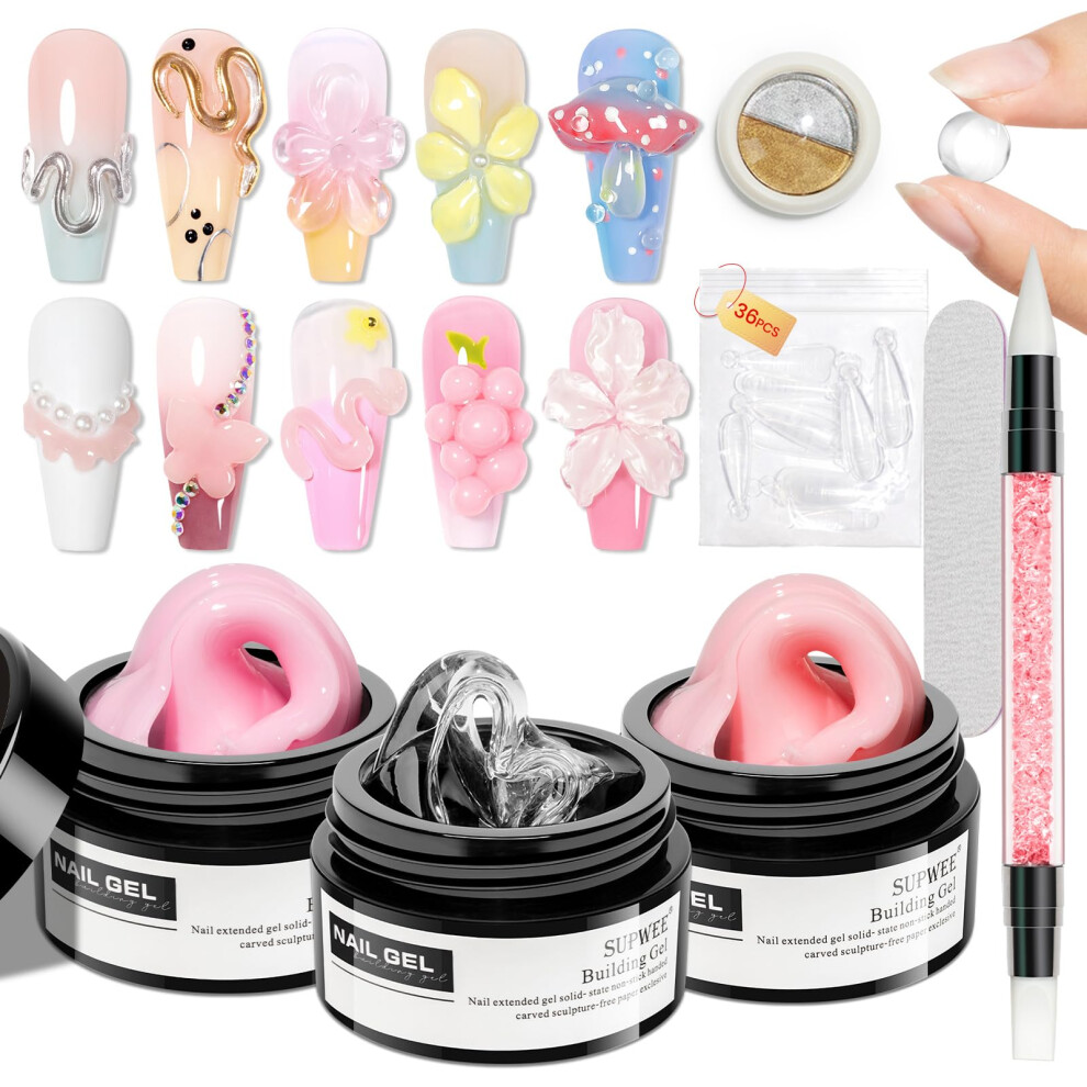 Supwee Sculpting Gel For 3D Nail Art Gel Non Stick Hand Nail Molding Gels For Extension Carving Sculpting Beauty Nails Charms For Beginner And Salon