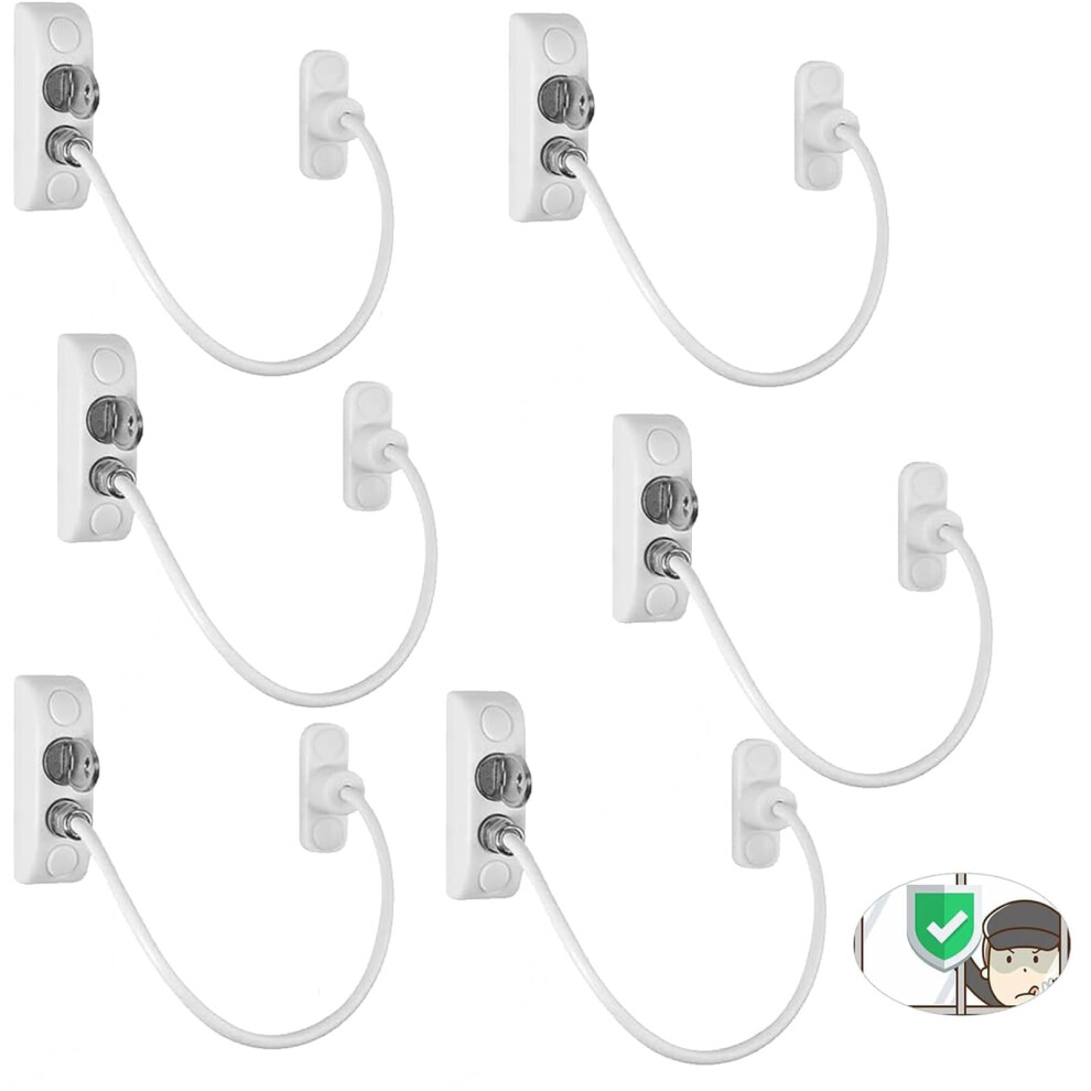 6 Packs Window Locks For Upvc Window Durable Window Locks Child Safety Reliable Window Safety Restrictor 19Cm/7.5Inch Long Wire Window Security Esynic