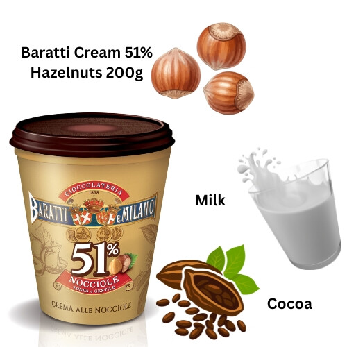 Premium Hazelnut Chocolate Spread Cream BARATTI 200g 1