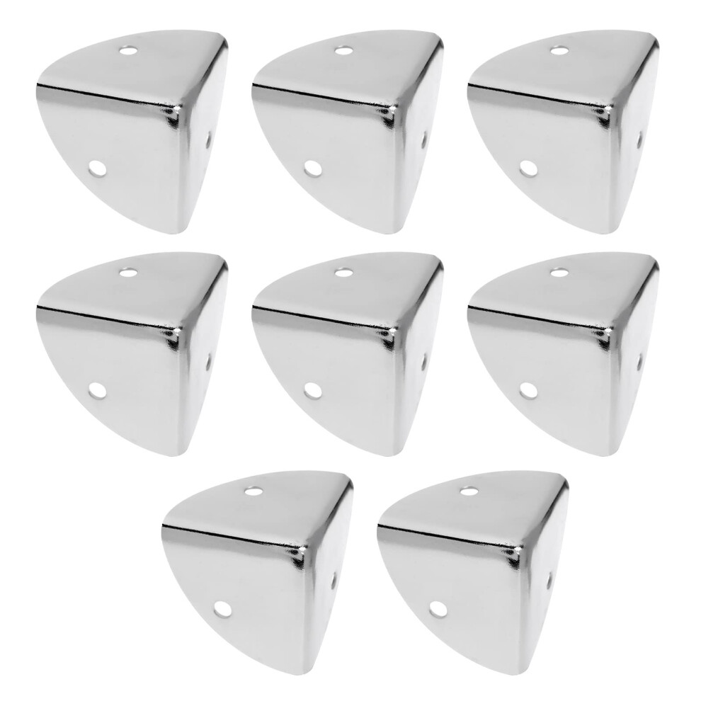 Yinettech 8Pcs 39Mm Corner Angle Brace Protectors Scalloped Metal Right Angle Corner Guards For Wooden Box Desk Chest Case Flightcase Silver