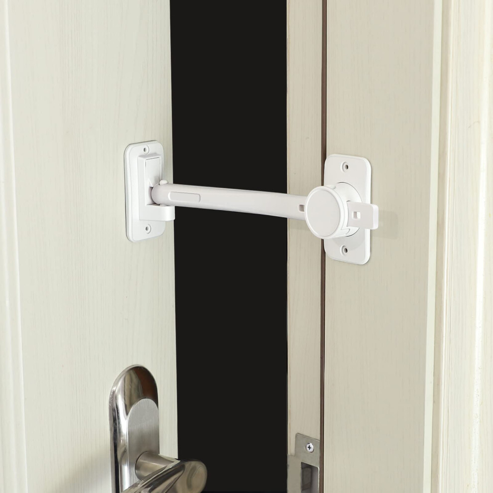 Cat Door Latch & Stopper, Adjustable Child Proof Door Lock And Pinch Guard, Let's Cats In And Keeps Dogs Out Of Litter & Food, No Need For Pet Clymene