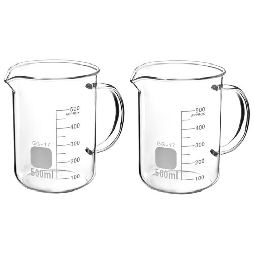 2 Becher mit Griff, 500 Ml Messbecher, Borosilikatglas