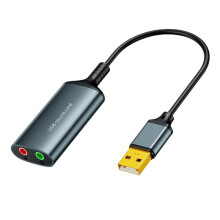 Externer USB-Soundkarten-Adapter mit USB-auf-3,5-mm-Kopfhörer-, Mikrofon- und Lautsprecheranschluss für Laptops