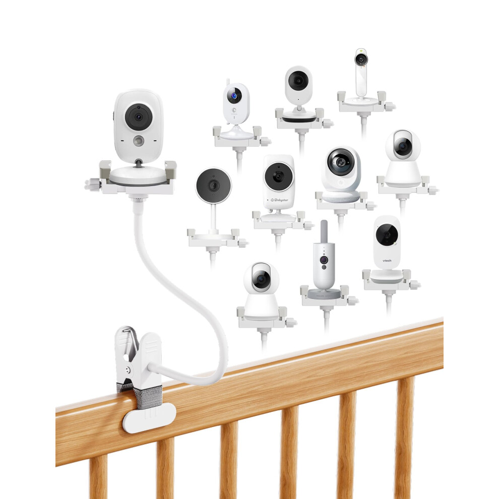 Baby Monitor Holder,Camera Mount And Card Slot,Baby Cam Mount Stand Compatible With 1/4 Screw,Flexible Clip Clamp Mount For Cot/Crib & Vtech/Mom Gusfeliz