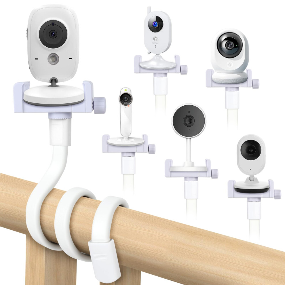 Baby Monitor Holder, Baby Camera Mount And Card Slot, Baby Cam Mount Stand Compatible With 1/4 Screw, Flexible Twist Mounts For Cot/Crib Offcup