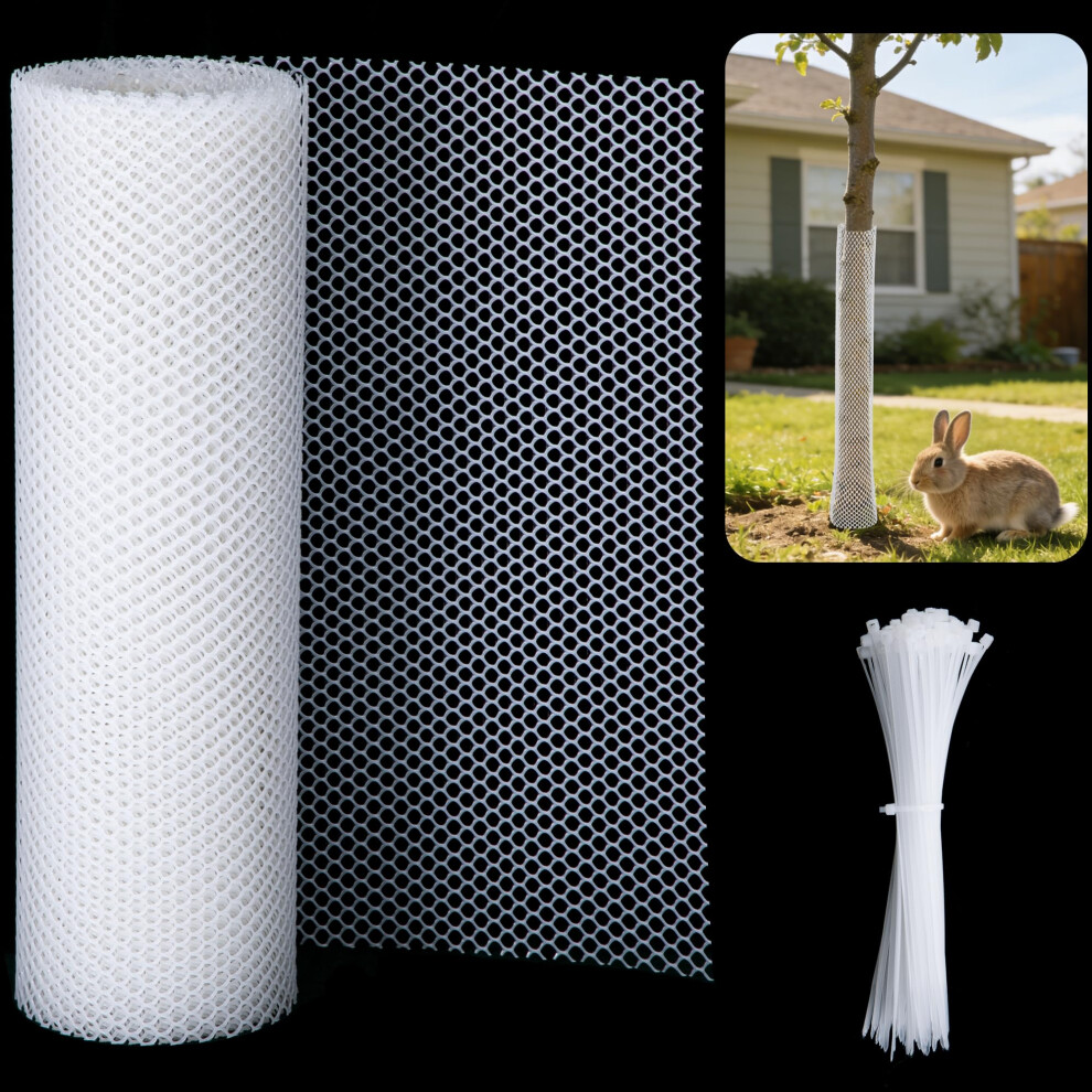 Gionar 20 Ft/6M Mesh Tree Guard Trunk Protectors- Tree Bark Protector- Flexible Net Tree Guard With 100 Pcs Ties For Tree Protectors From Deer Mowers