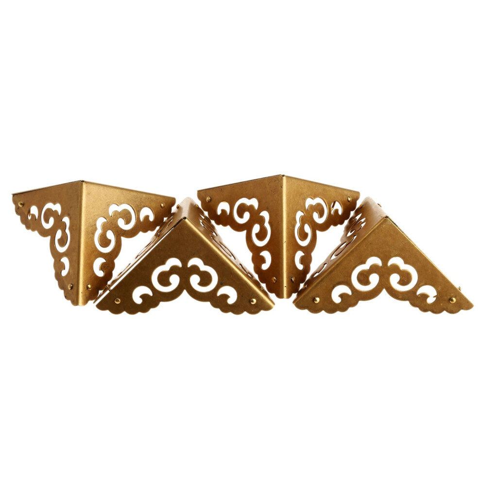 4 Pcs Box Corner Protector Chest Guard Edge Cover Antique Corner For Jewellry Box Wooden Box Furniture Edge Decorative, Antique Brass 6.5 * 6.5 * Dophee