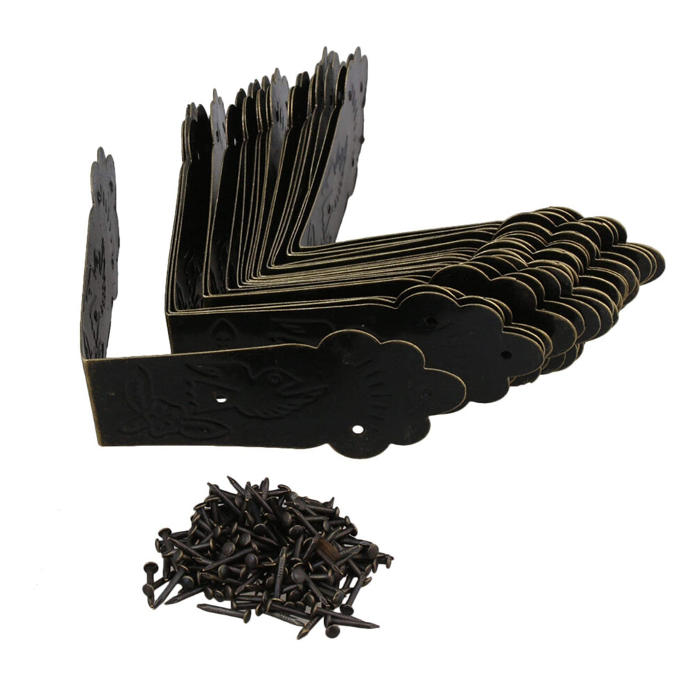 Shanoer 20Pcs Metal Box Corner Edge Guard Decorative Tone 134Mm X 31Mm Bronze Doublelife
