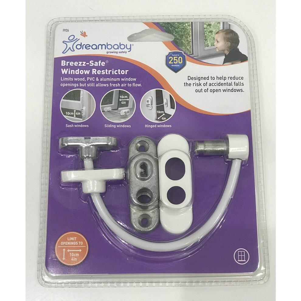 Dreambaby Breezz-Safe Window Baby Safety Restrictor Lock With Key - White Packaging May Vary