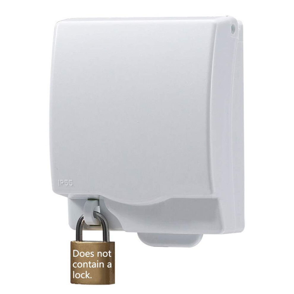 Sunnee Baby Safety Electric Plug Socket Cover Weatherproof Single Switched Socket Protector Safety Outlet Cover Box For Home And School (White)