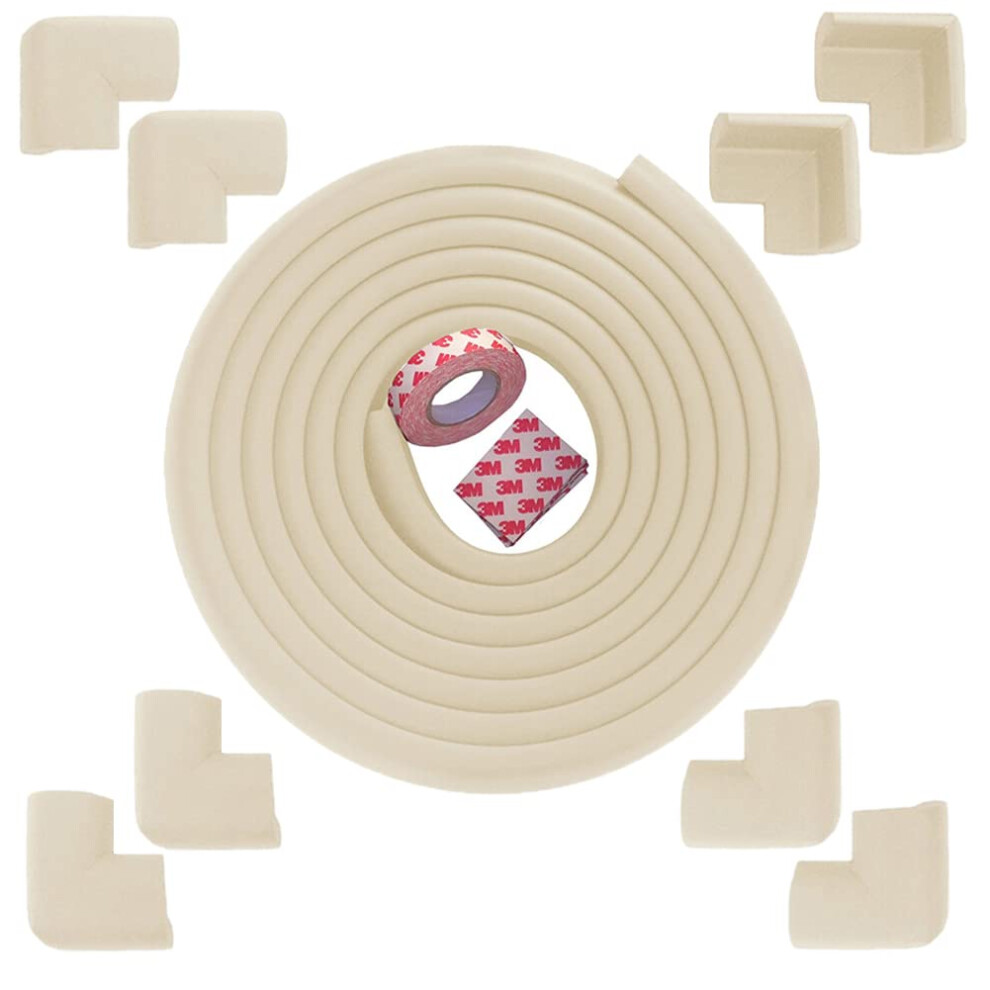 Fairy Baby Safety Baby Edge & Corner Guards Colorful Childproofing Protection(19.7Ft Edge Guard+8 Corner Guards) (Cream-6M)