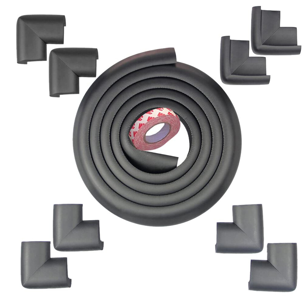 Fairy Baby Safety Baby Edge & Corner Guards Colorful Childproofing Protection(19.7Ft Edge Guard+8 Corner Guards) (Black-6M)