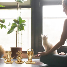 3pcs Gold Frog Figurines Yoga Decor-Frog Yoga Statues for Room Desk Table Home Office Bookshelf Shelves Sculptures Decor