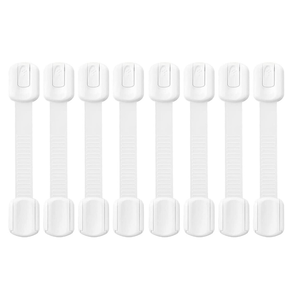 Baby Safety Straps Locks 8 Pack - Child Proof Cabinet Locks, Adjustable Baby Proofing Drawer Latches, Adhesive Cupboard Locks For Kids Toddlers, No Ertzinla