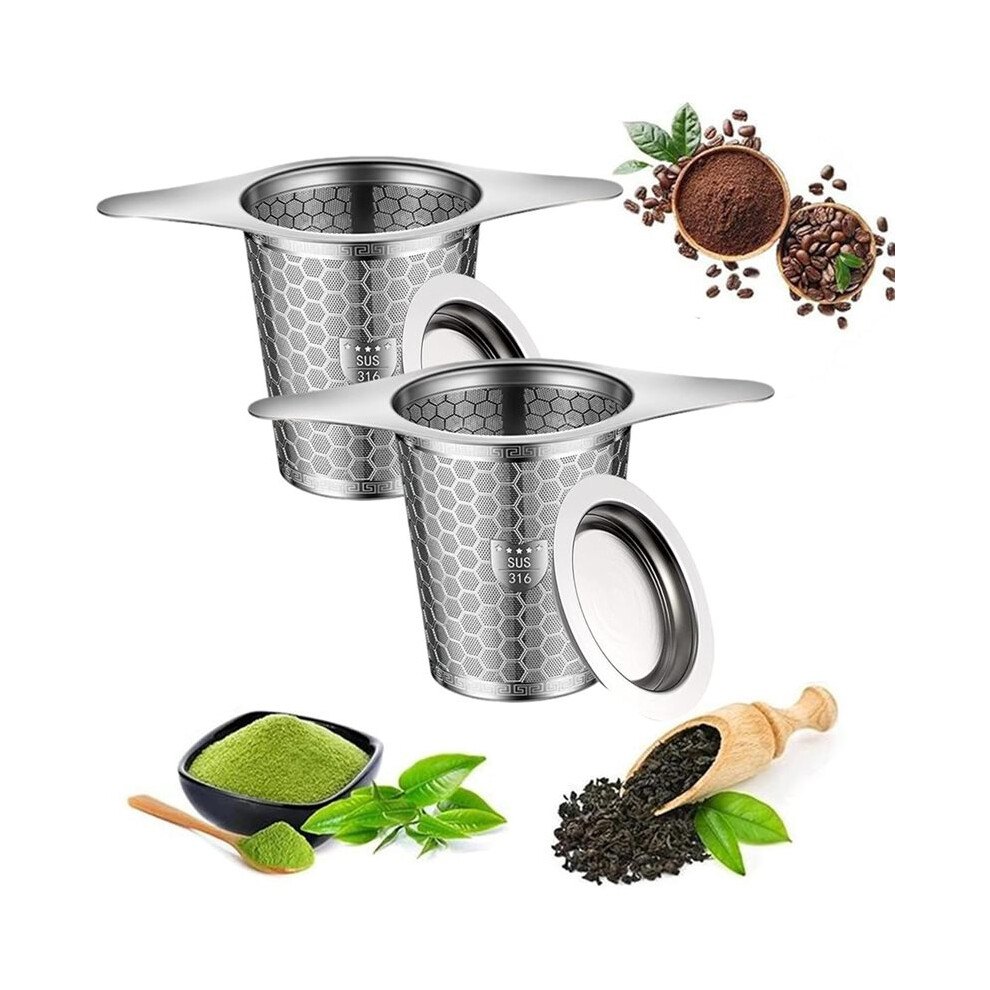 2 Pack Stainless Steel Tea Infuser, Sus316 Grade Strainers Fine Mesh, Pattern With Wide Rim Loose Leaf Tea Steeper 6032475646234