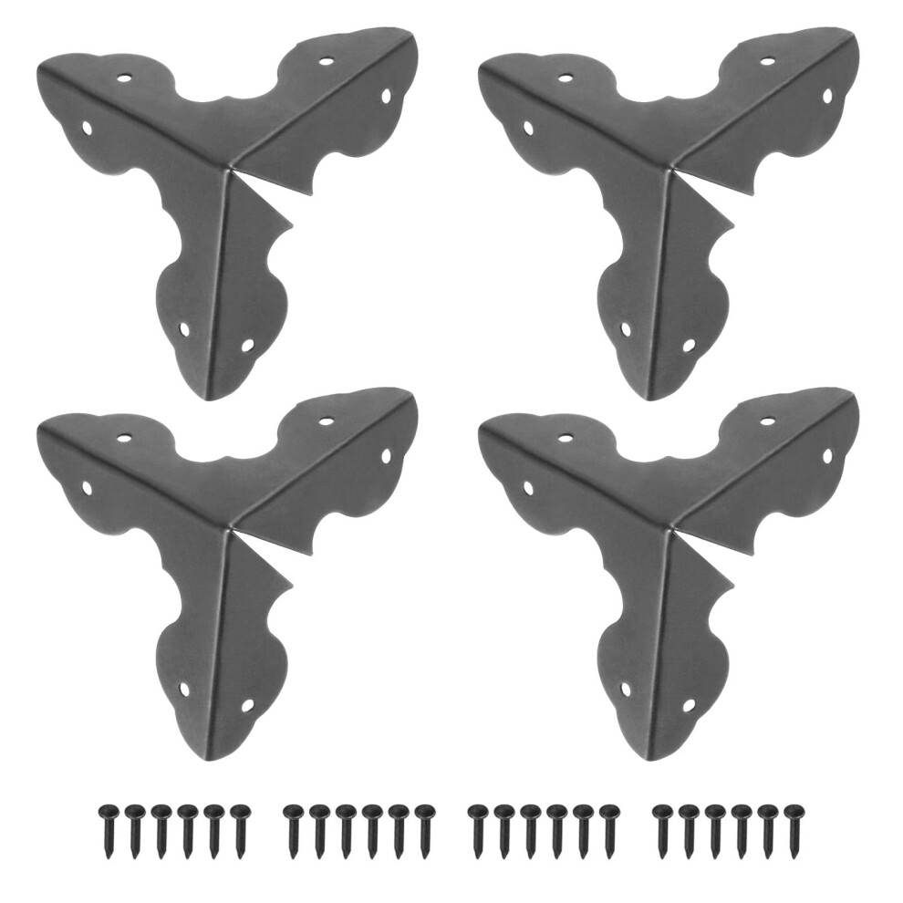 Sourcing Map 33X33x33mm Metal Box Corner Protectors Edge Guard Black 16Pcs