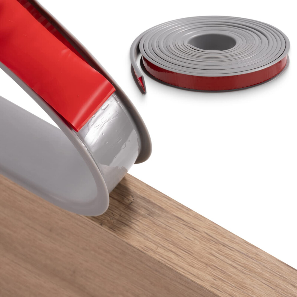Fakilo 5M?40Mm U-Shape Flexible Furniture Edge Banding, Grey Tpe Self Adhesive Veneer Edging Strip Edge Protector, Diy Furniture Edge Trim For Table