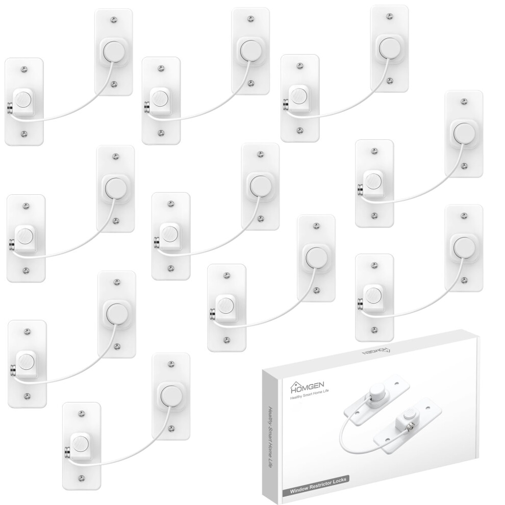 Homgen 10 Pack Window Locks Child Safety No Drilling Durable Window Locks For Upvc Strong Self Adhesive Window Safety Restrictor 2 Way Installation