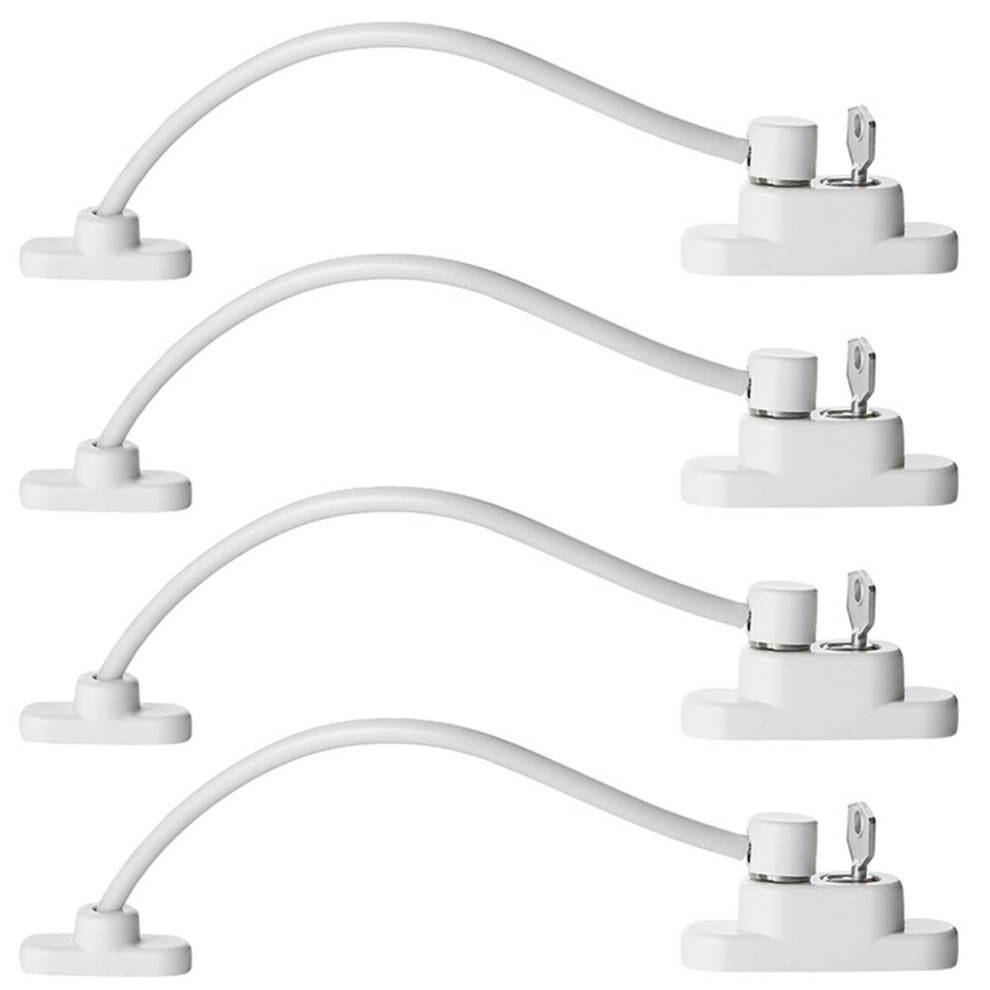 4 Pack Window Restrictor Lockable Window Safety Locks With Keys For Upvc Windows, Baby Kids Security Doors Windows Opening Wire Cable Limiter Shaojian