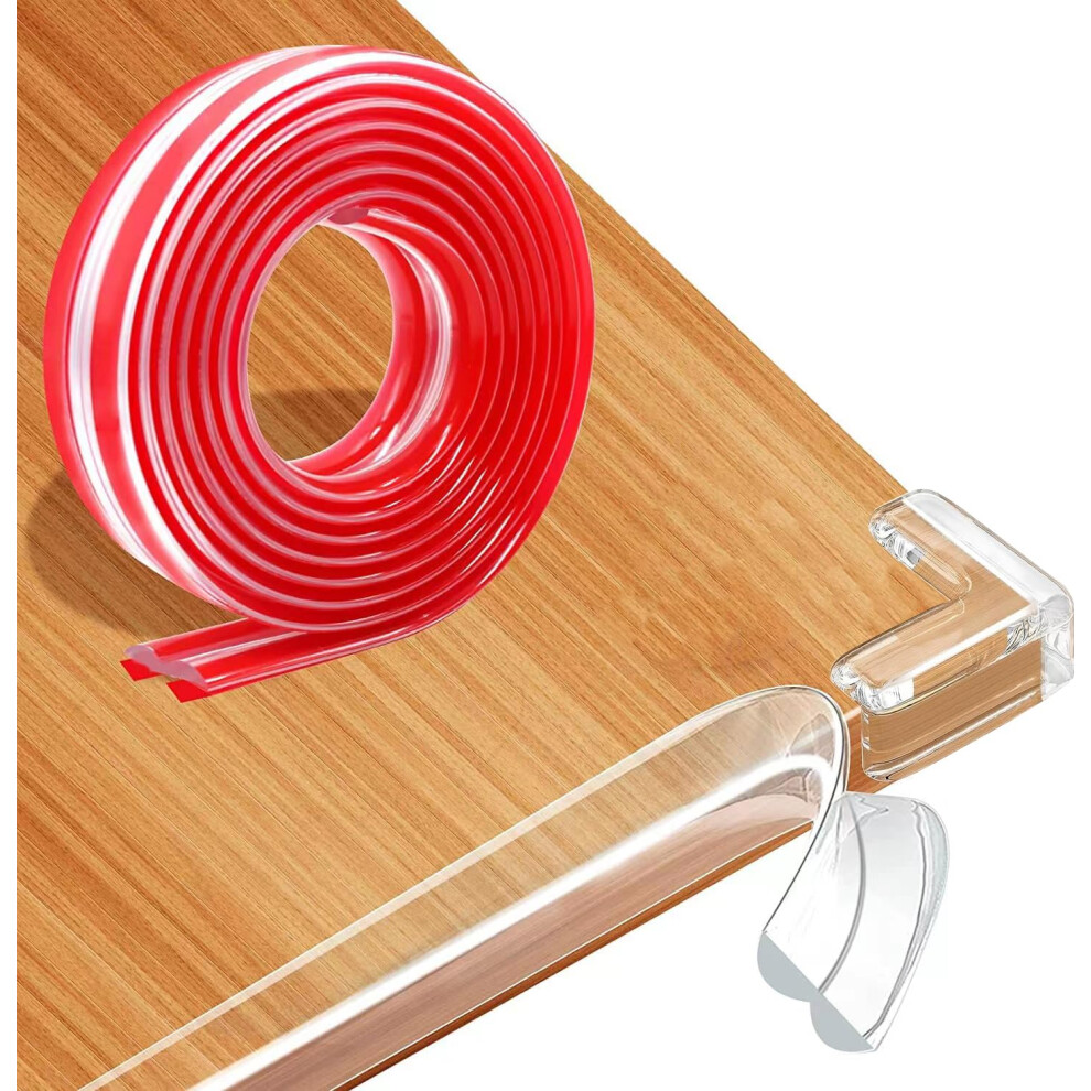 Wider & Thicker Edge Protector Strip 15Mm?3M With 4 L Corner Guards ? Clear Baby Proofing Kit For Furniture Edges & Corners, Strong Adhesive, Magosis