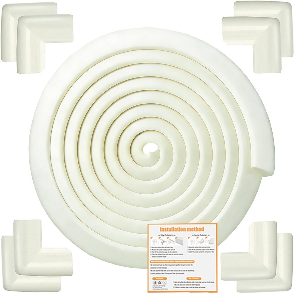Safety Baby Edge Corner Guards Protector Set, Baby Proofing 6M/20Ft Edges Protector + 8 Corner Guards For Kids Foam, Furniture And Tables Child Dekukar