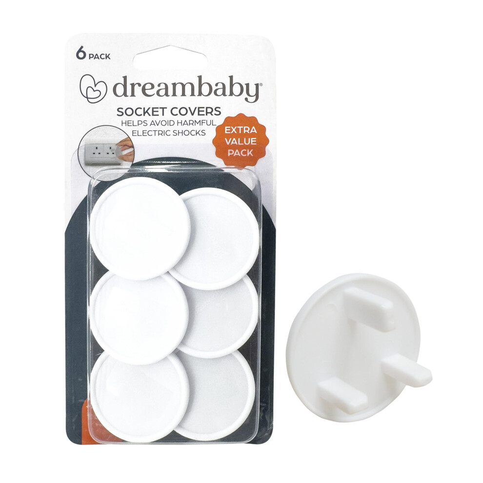 Electric Outlet Socket Covers - Baby Home Safety Plug Protector Guard - 6 Pack - Model F10244 White Dreambaby