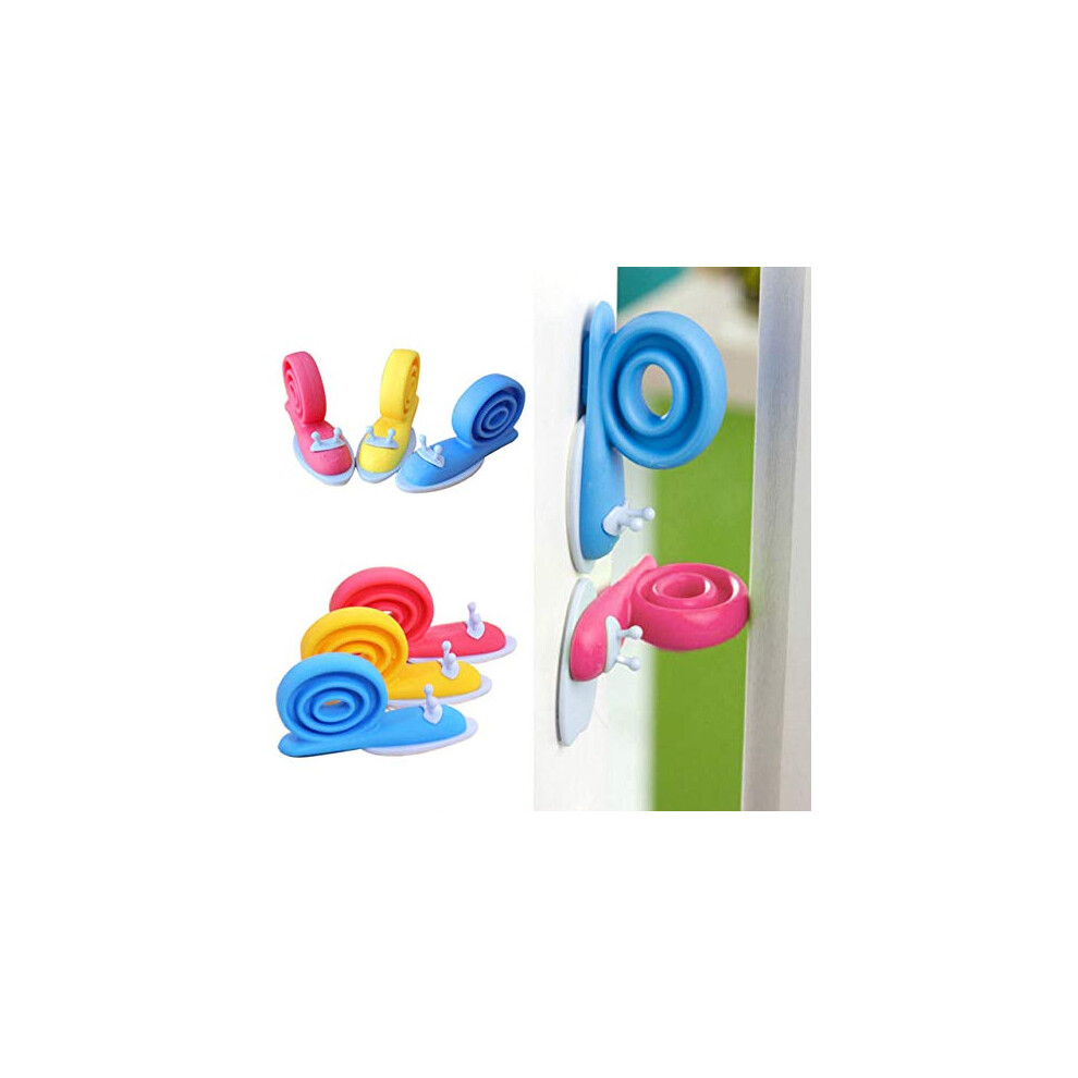 Door Stopper 6Pcs Cute Colourful Compact Snail Design Adjustable Baby Kids Safety Protector Doorstop Proofing Finger Pinch Guard (Door Pet Pals