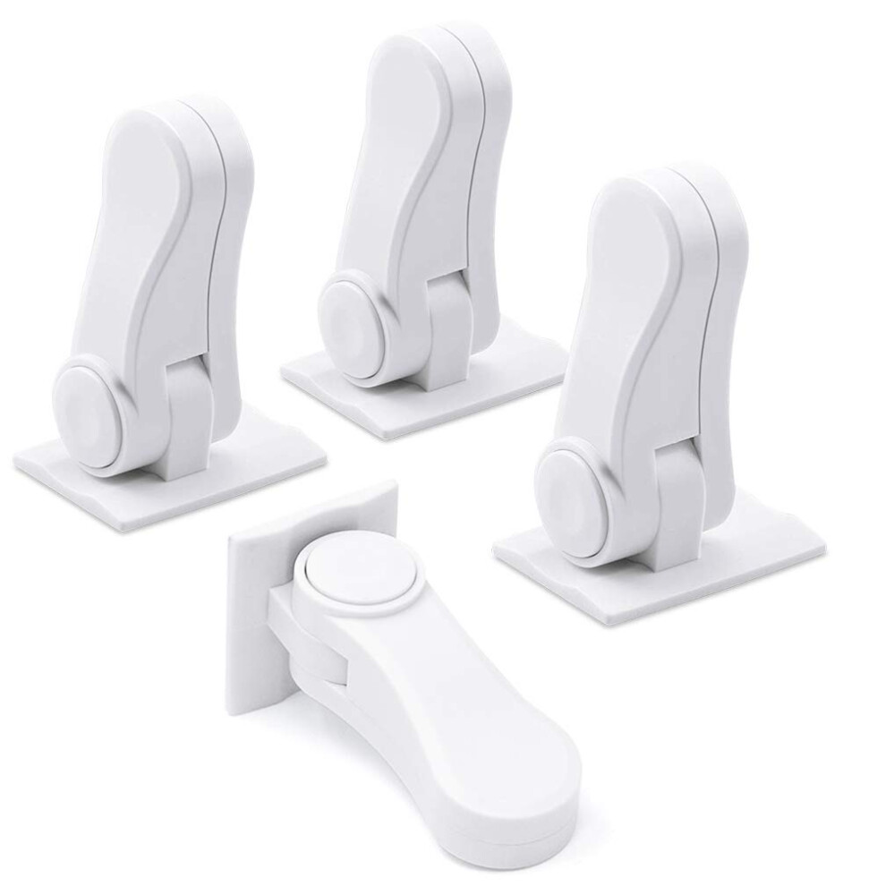4 Pack Door Lever Child Safety Locks, Upgraded Childproof Single Lever Lock, 180 Degree Revolving Door Lock With Adhesive (White) White Saconell