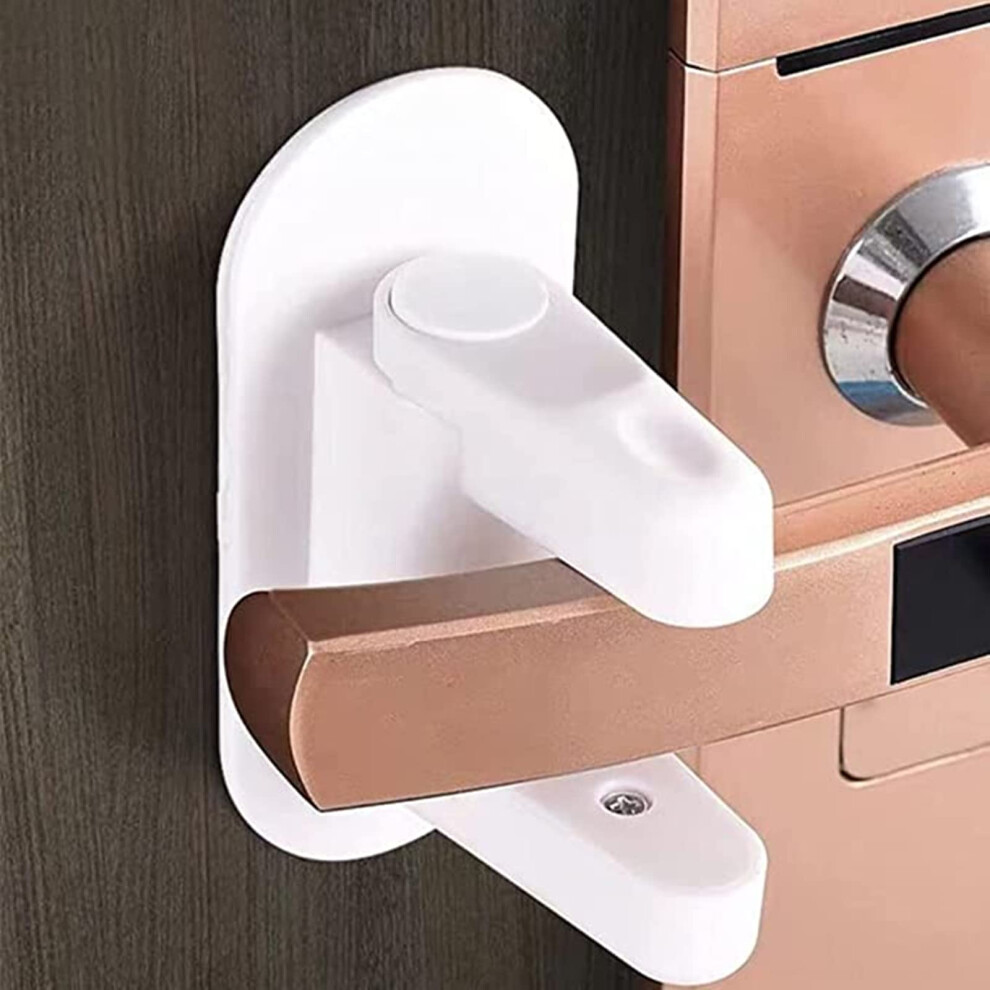 Lerkely Door Handle Locks, 2Pcs Child Safety Door Handle Lock With 3M Adhesive, Child-Proof & Pet-Proof, Baby Safety Door Handle Locks Latches For Bedroom,
