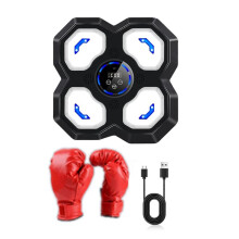 Musik-Boxmaschine für Kinder, Jugendliche und Erwachsene, Trainingsgerät mit Boxhandschuhen, Wandbox-Trainingsgerät mit Musik, Schwarz