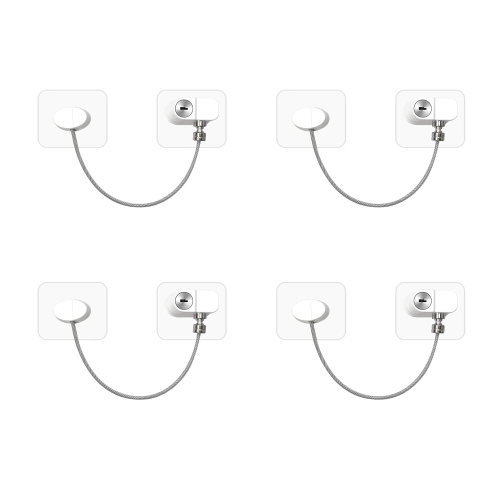 Window Restrictors For Upvc No Drilling, 4 Pack Adhesive Window Locks Child Safety For Baby And Pets, Refrigerator Cable Lock With Keys For Childproof Newbinn