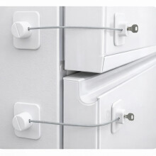 Fridge Lock with Key, 2 Pack Adhesive Refrigerator/Freezer Door Lock, No Drill Child Safety Latch for Fridge, Cabinets & Drawers (White)