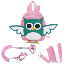 Toddler Safety Harness Backpack with Rein Baby Walking Leash Anti-Lost Safety Wrist Cuff with Lock 1.5m Children Walking Backpack-Owl-Pink