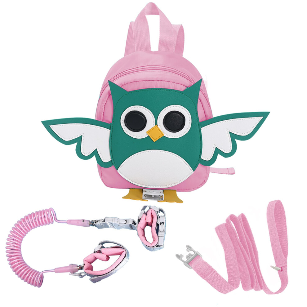 Toddler Safety Harness Backpack With Rein Baby Walking Leash Anti-Lost Safety Wrist Cuff With Lock 1.5M Children Walking Backpack-Owl-Pink 5051225974787
