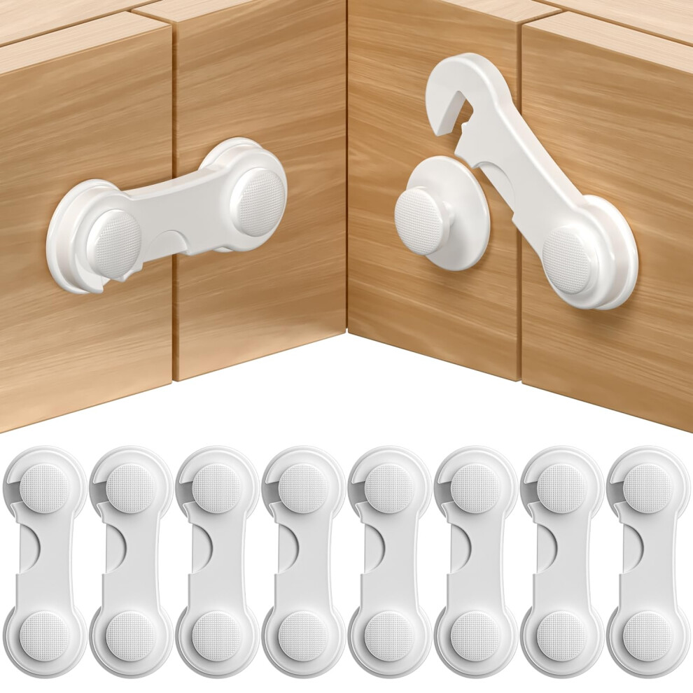Septeamay Cupboard Locks For Children 8 Pack, Child Locks For Kitchen Cupboards, Strong Adhesive Baby Proofing Locks, Child Safety Cupboard Locks For