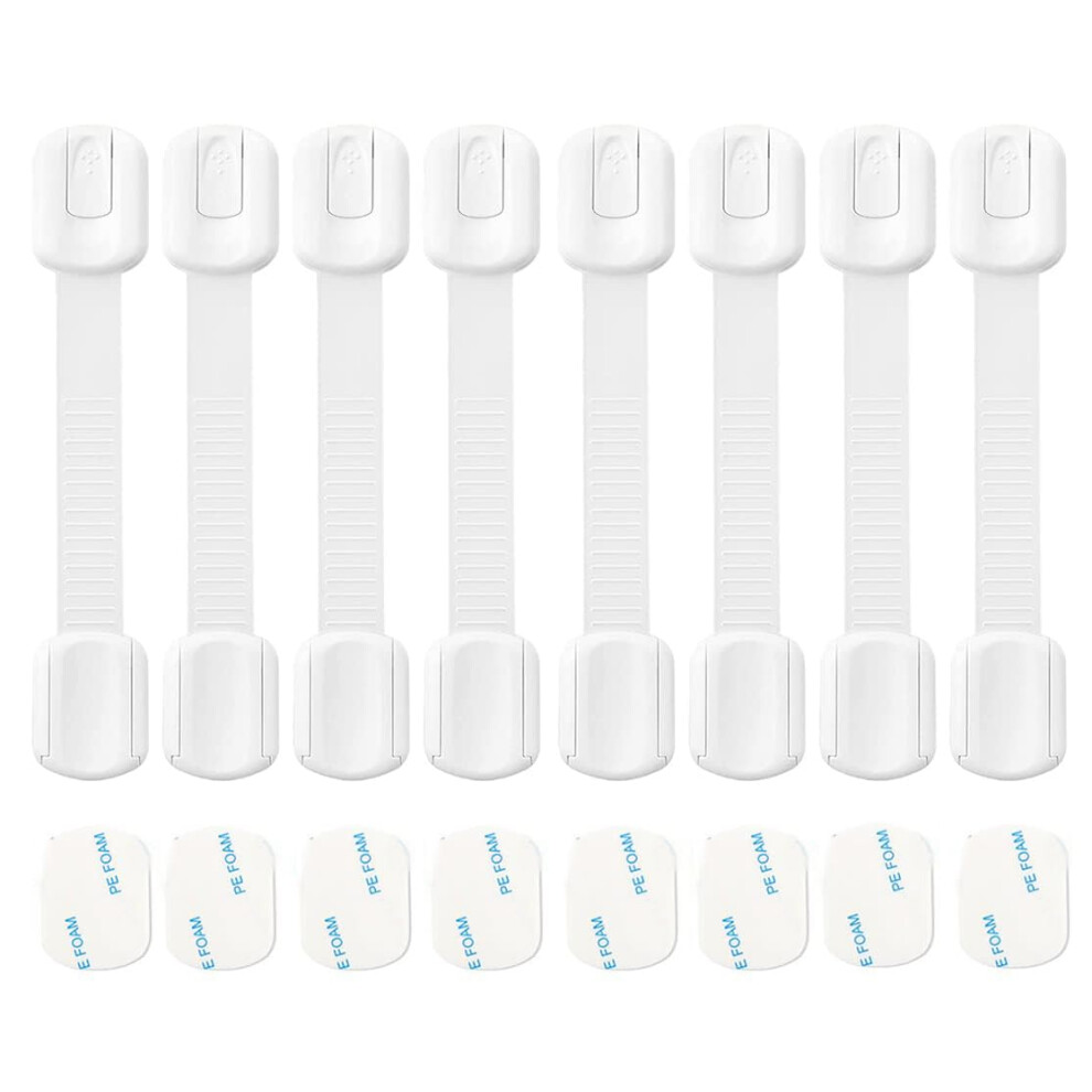 Baby Safety Straps Locks 8 Pack - Child Proof Cabinet Locks, Adjustable Baby Proofing Drawer Latches, Adhesive Cupboard Locks For Kids Toddlers, No 5051225973575