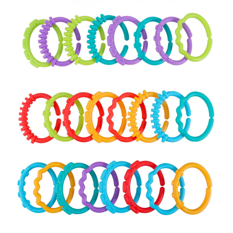 24Pcs Baby Teether Ring Link Rings Toys Infant Links Rattle Strollers Crib Travel Toys Yeahibaby