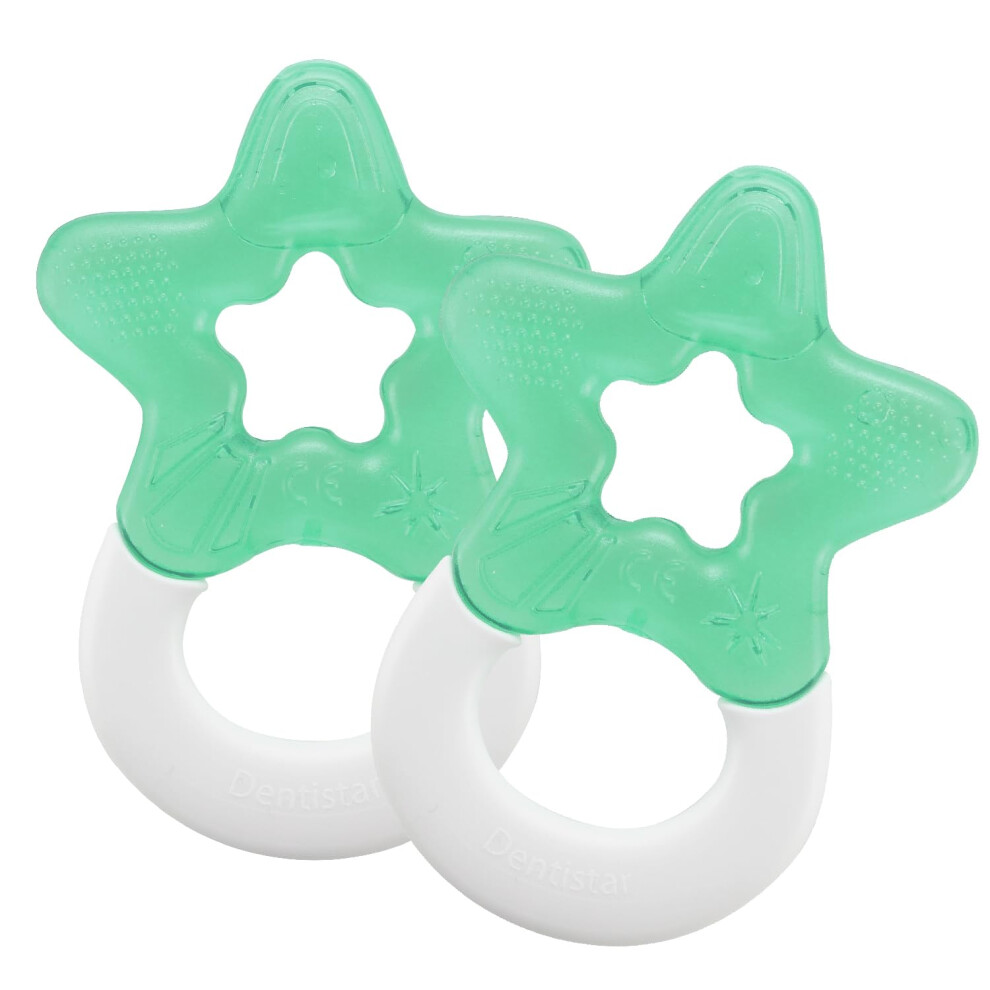 Dentistar Cool Teething Star Pack Of 2, Teething Baby Toy For Infants Aged 3+ Months, Soft Silicone Baby Teething Ring For Tooth And Gum Pain Relief ?