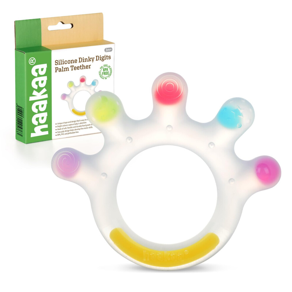 Dinky Digits Palm Teether, Baby Teething Toys, Food Grade Silicone Teethers For Babies 0-6 Months/6-12 Months, Bpa Free Teething Relief Baby Haakaa