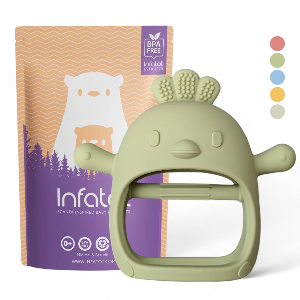 Infatot? Teething Toys For Baby Gifts ? Chicken Silicone Mitten Teether, Soothing Glove For Infants, Baby Toys 0-6 Months, Soft Chewable Teether Toy Infatot