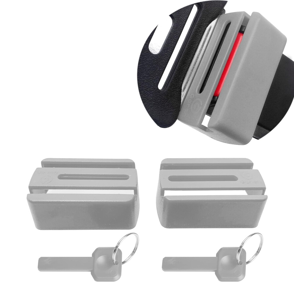 Whapelq Ganen Belt Lock Buckle Guard Preventing Children Opening Safety Buckle In Travelling Send Keychain Pack Of 2 (Grey)