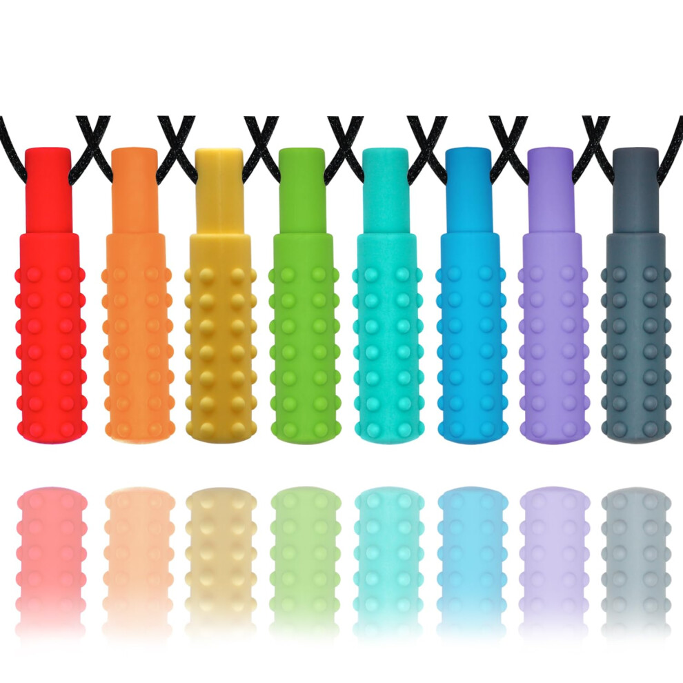 Sensory Chew Necklaces For Boys And Girls, 8 Pack Chew Necklace For Sensory Kids With Autism, Adhd, Spd, Biting, Silicone Chew Necklace Sensory Oral Hoaisun