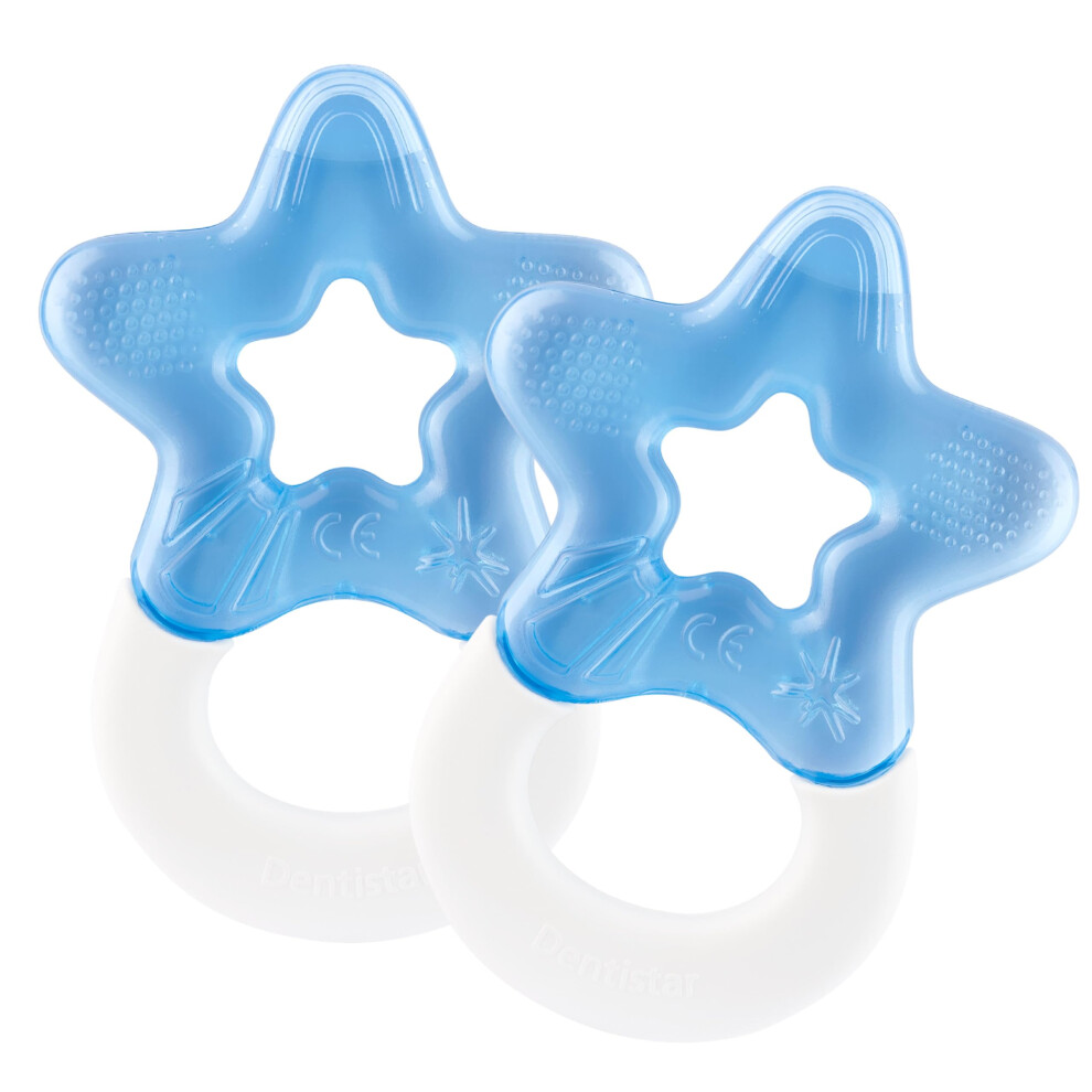 Dentistar Cool Teething Star Pack Of 2, Teething Baby Toy For Infants Aged 3+ Months, Soft Silicone Baby Teething Ring For Tooth And Gum Pain Relief ?