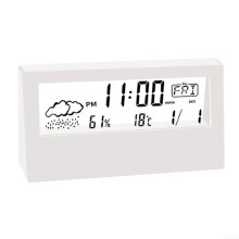 Multifunktionales LED-Thermo-Hygrometer mit Elektronischer Uhr, Temperatur- und Feuchtigkeitsmesser, Wetterstation und Alarmfunktion