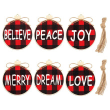 18 Stuks Kerst Houten Hangende Ornamenten Buffel Plaid Gedrukte Decoraties Xmas Wensen Ambachten Houten Tags 6 Stijlen