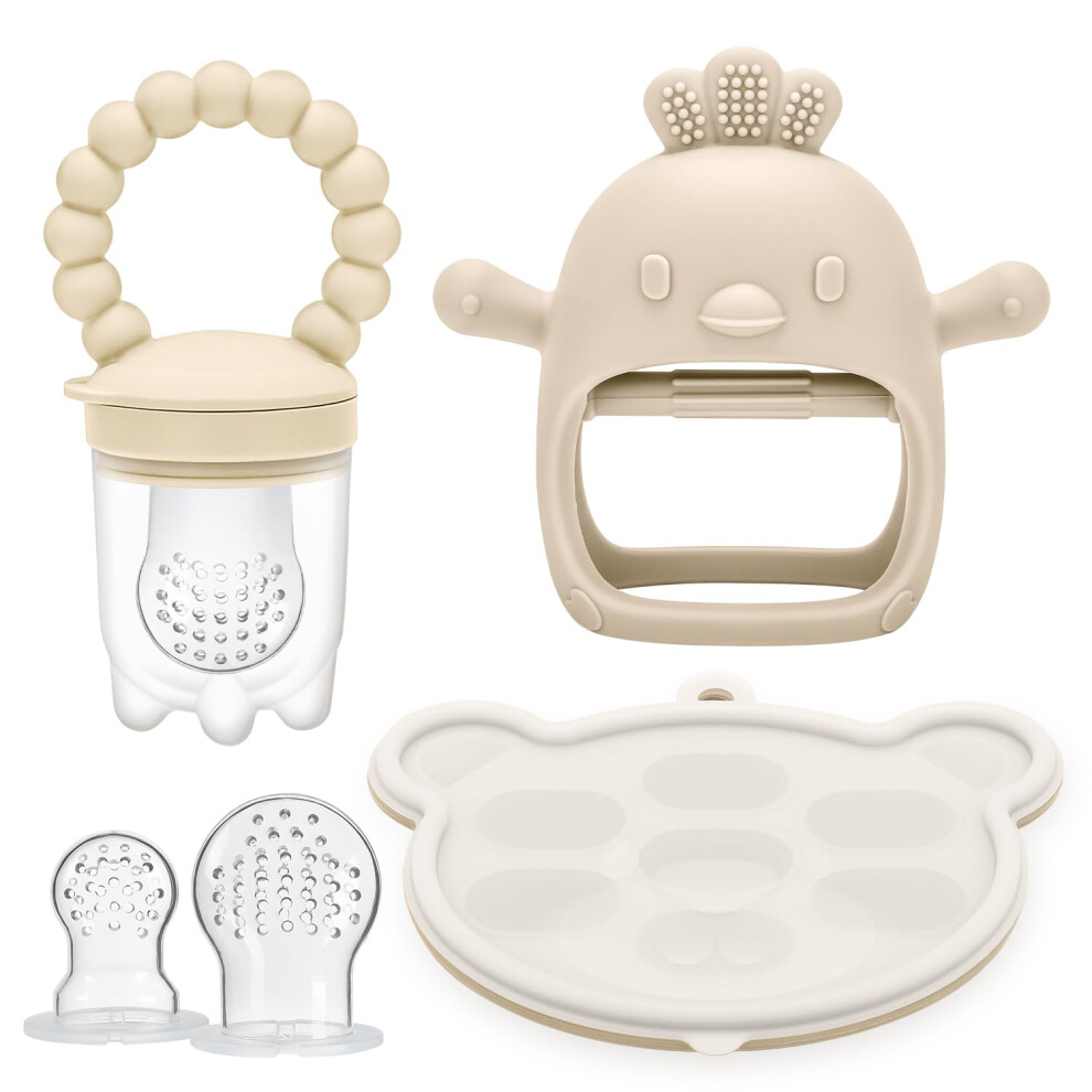Baby Fruit Food Feeder & Breastmilk Popsicle Freezer Molds, Baby Food Dummy Feeder, Bpa Free Silicone Teether For Toddler Infant For 3 Month+ Cldy