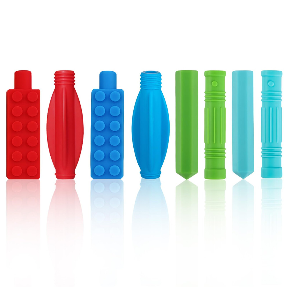 8 Pcs Silicone Pen Topper Sensory Chew Pencil Toppers Ruiomii