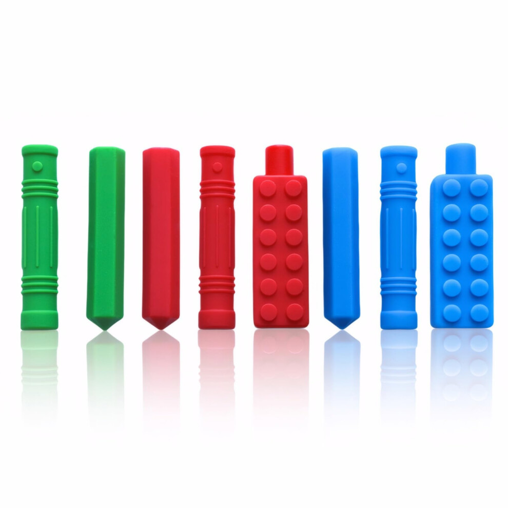 Ruiomii 8 Packs Silicone Pencil Toppers Sensory Chew Topper For Autistic, Adhd, Oral Motor Children Adult