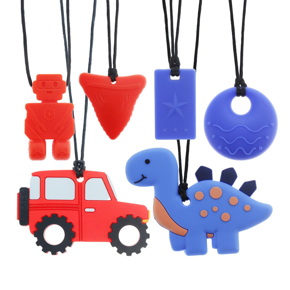 Sensory Chew Necklace, 6 Pack, Chewable Toys For Children With Special Needs Tuxepoc