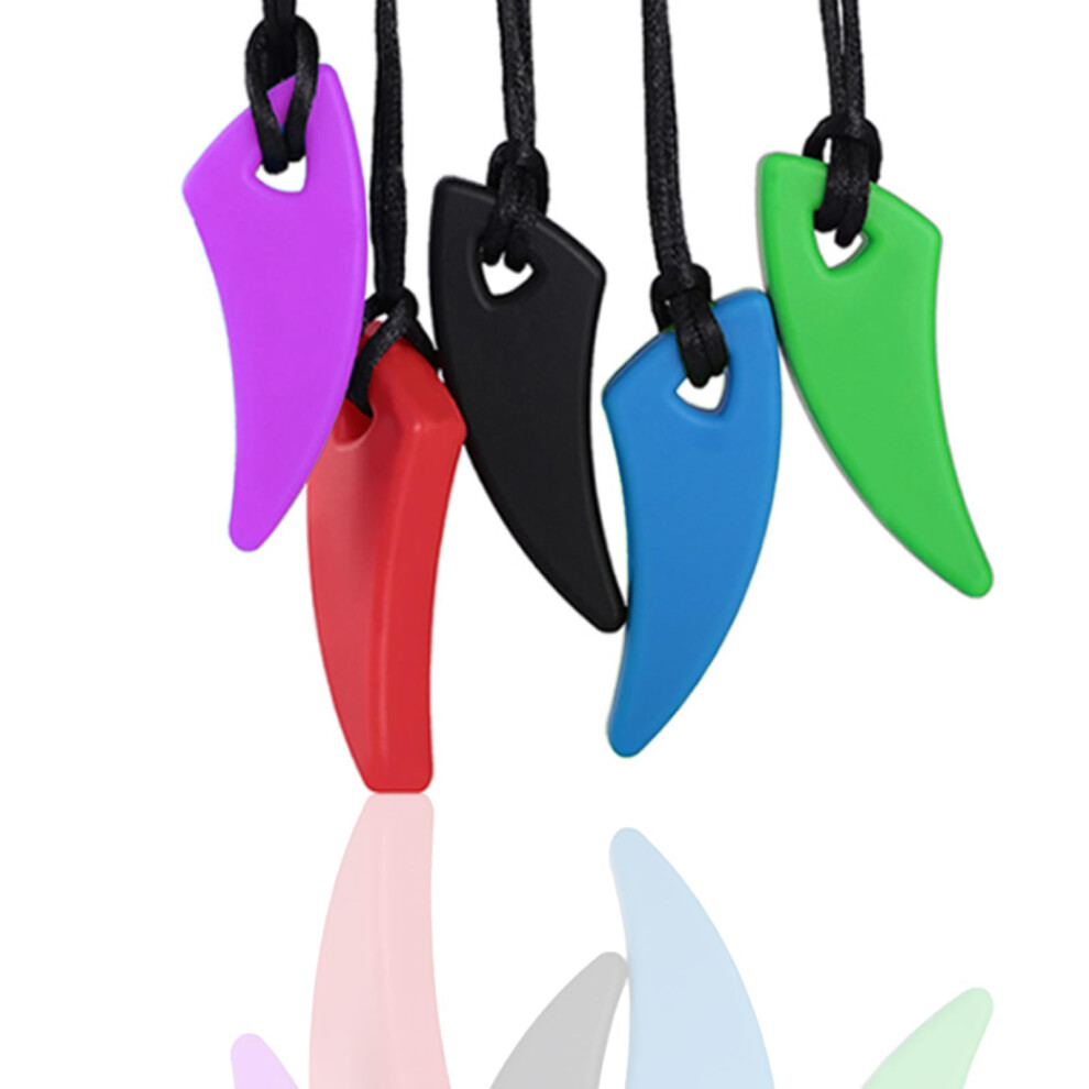 Sensory Chew Necklace, 5 Pack Anxiety Relief Silicone Chewy Buddy Toys For Autistic Children, Oral Motor, Autism Adhd Spd (Teeth Shape) Fitulabo